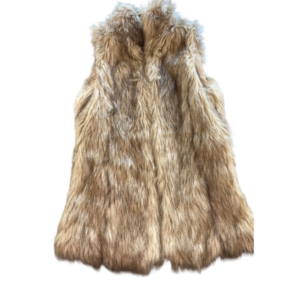 Me Jane  Medium Silver Gray Brown Long Hair Faux Fur / Sleeveless Bohemian Vest - Picture 1 of 7